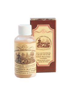 “CCL Gunstock Grain Sealer bottle for smoothing and filling wood grain on gunstocks”

