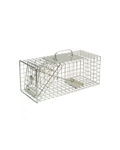 “Small cage animal trap made from durable wire mesh for humane live capture of squirrels and rabbits”

