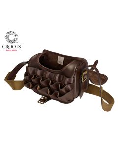 Croots Byland Leather Loaders Bag – classic brown leather loaders bag with flap closure and adjustable shoulder strap, handmade in England

