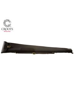 Croots Byland Leather Shotgun Slip with flap and zip – handmade English leather gun slip with fleece lining and brass fittings

