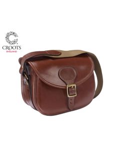 Croots Malton Bridle Leather Cartridge Bag – premium bridle leather, brass fittings, adjustable shoulder strap, holds 100 cartridges

