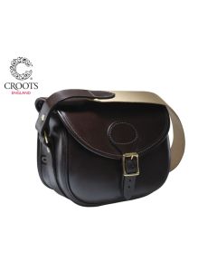 Croots Malton Bridle Leather Cartridge Bag – premium bridle leather, brass fittings, adjustable shoulder strap, holds 100 cartridges

