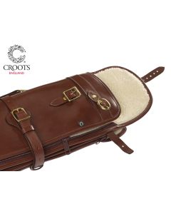 Croots Malton Bridle Leather Double Shotgun Slip – handmade twin shotgun case with full zip, flap, fleece lining, and classic English bridle leather

