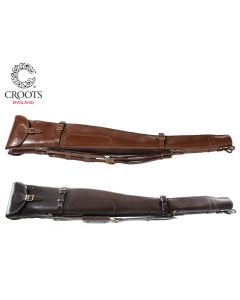 Croots Malton Bridle Leather Double Shotgun Slip – handmade twin shotgun case with full zip, flap, fleece lining, and classic English bridle leather

