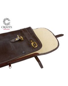 Croots Malton Bridle Leather Rifle Bipod Slip – premium handmade leather rifle case with flap closure and fleece lining, fits rifles with bipods

