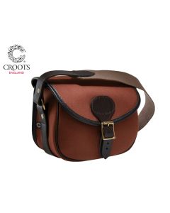 Croots Rosedale Canvas Cartridge Bag – rugged canvas cartridge bag with leather trim, flap closure, and adjustable shoulder strap

