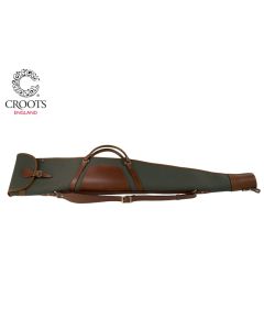 Croots Rosedale Canvas Zip Flap Bipod Rifle Slip with Handles – durable canvas rifle case with leather trim, zip, flap, fleece lining, and leather handles

