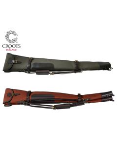 Croots Rosedale Canvas Zip Flap Double Shotgun Slip – durable canvas double shotgun case with leather trim, fleece lining, zip and flap closure

