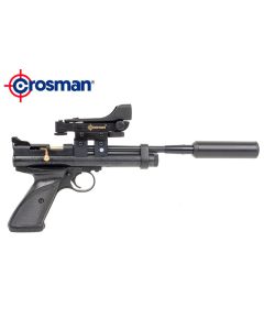 Crosman 2240 Pro Kit .22 CO2 pistol with extended barrel and mounted scope

