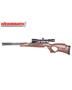 Weihrauch HW97KT underlever air rifle with thumbhole stock on white

