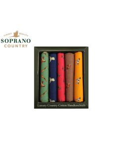 Soprano country-themed cotton handkerchiefs pack of 5 gift boxed

