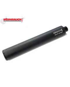 Weihrauch 1/2 inch UNF air rifle moderator silencer on plain background

