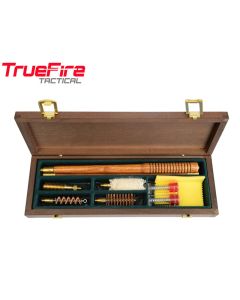 TrueFire wooden shotgun cleaning kit in fitted case with brass tools

