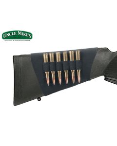 Uncle Mike’s neoprene buttstock shell holder on rifle

