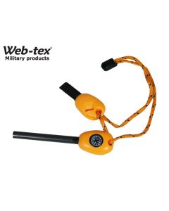 Web-Tex steel survival fire starter with striker shown on white

