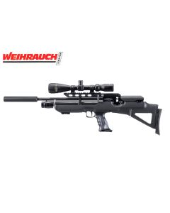 Weihrauch HW100 Bullpup PCP air rifle with compact stock on display

