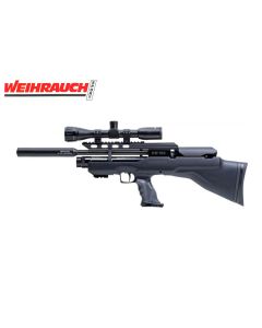 Weihrauch HW100 Bullpup Karbine ultra-short PCP air rifle on stand

