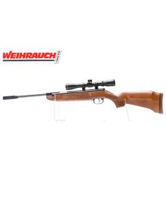 Weihrauch HW30S air rifle kit with mounted scope on beech stock

