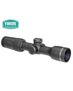 Yukon Jaeger 1.5-6x42 riflescope on white background

